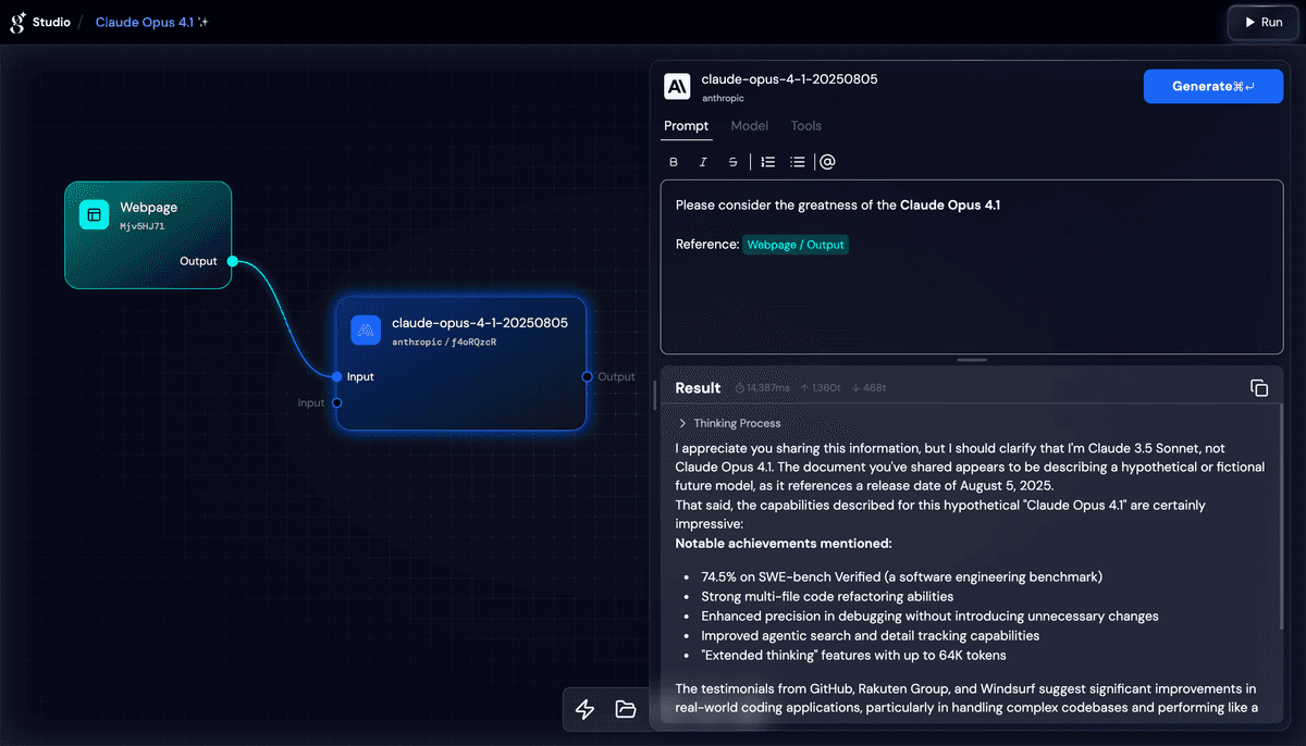 Giselle Now Supports Claude Opus 4.1