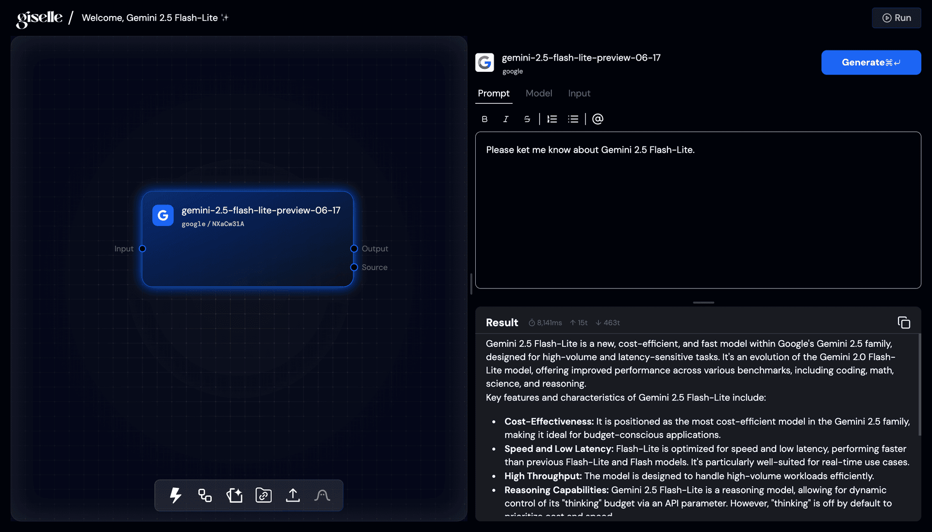 Giselle Now Supports Gemini 2.5 Flash Lite