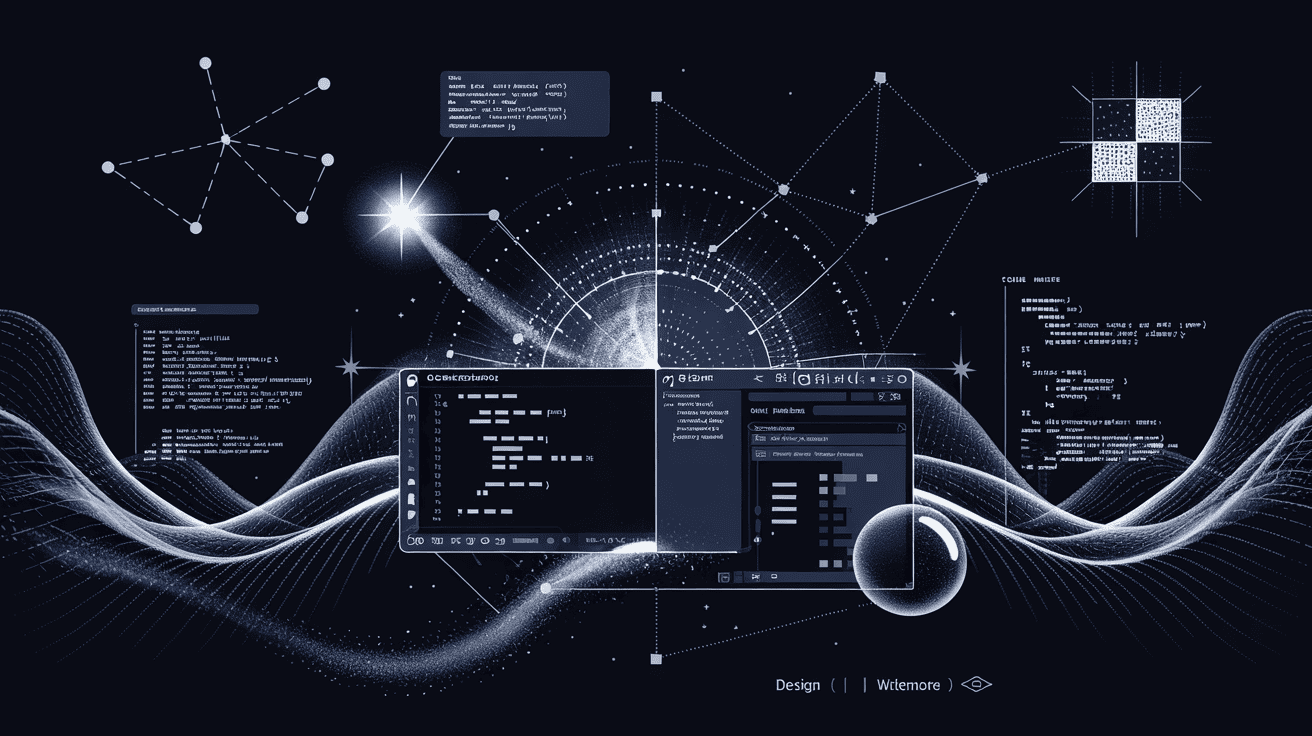 Cursor design mode with code editor interface in space
